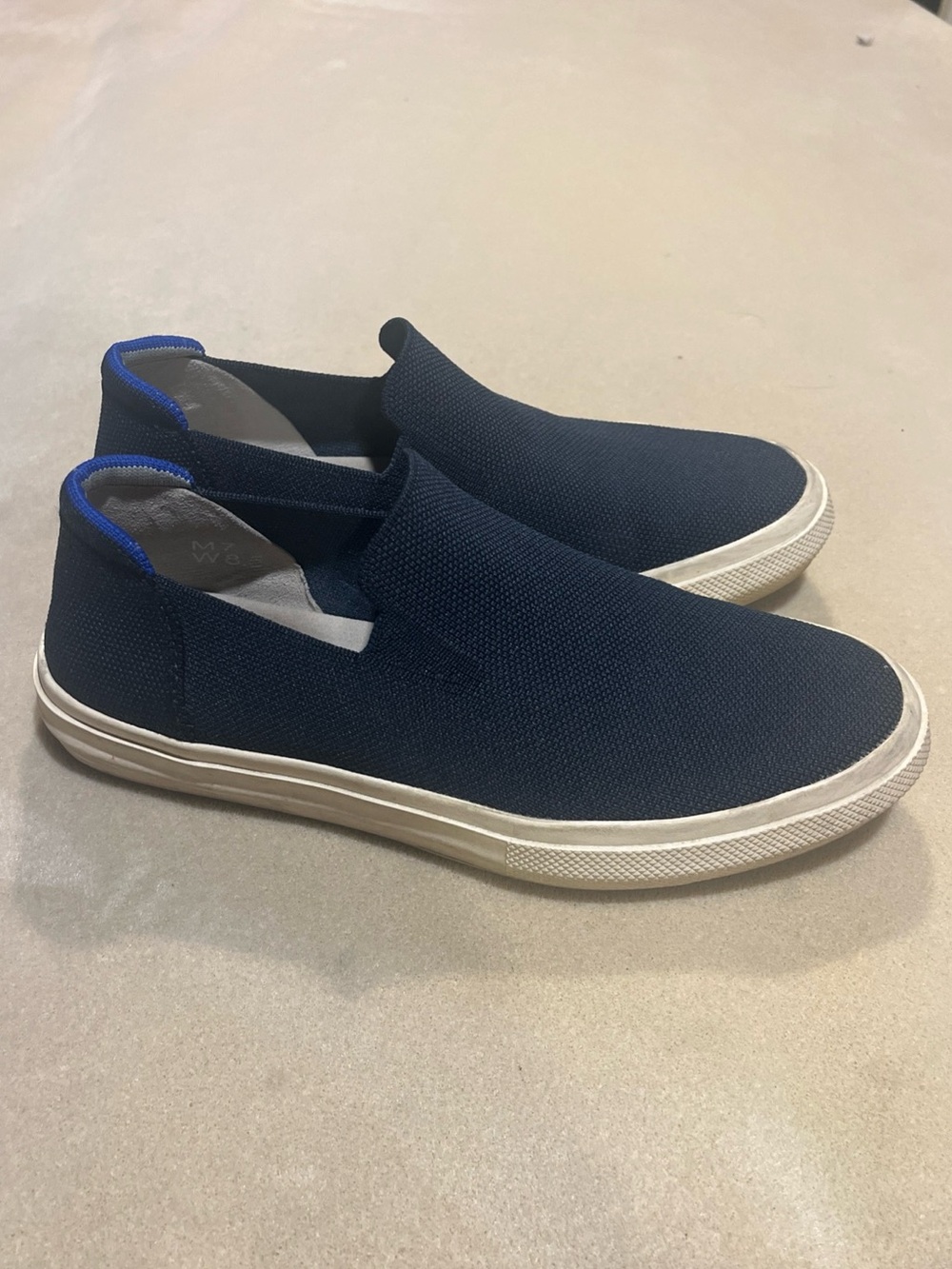Rothys The Original Navy Blue Slip-On Knit Sneaker Shoes Womens US 8.5/ Men 7
